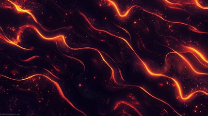 Poster - Abstract fiery, glowing lines on dark background