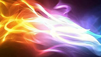 Poster - Abstract Energy Flow: Vibrant swirls of light in hues of orange, yellow, purple, and blue create a dynamic and energetic abstract artwork. The interplay of colors evokes a sense of motion and power.