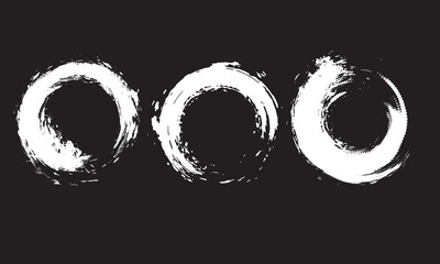 Wall Mural - black grunge round shapes. brush strokes frames elements, frames for design. vector isolated on whit