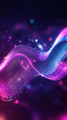 Aufkleber - Digital wave particles streaming across dark background, generating futuristic technological abstract pattern