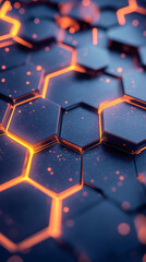 Leinwandbilder - Abstract background showing glowing hexagons forming a futuristic surface with shallow depth of field
