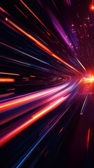 Aufkleber - Colorful light trails creating a curved path through space, evoking speed, energy, and futuristic travel