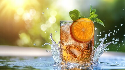 Refreshing Summer Drink: Iced Tea with Orange and Mint