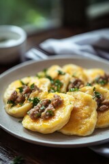 Wall Mural - Delicious homemade potato dumplings with savory meat filling for comfort food lovers