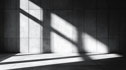 Aufkleber - Light and shadow play on an industrial concrete wall in an empty space during daylight hours. Generative AI