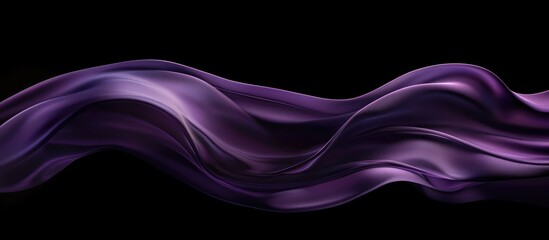 Poster - elegant flowing dark violet silk on black background with smooth curves and generous copy space for 