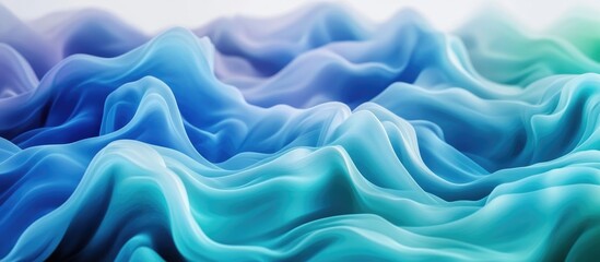Poster - Calming blue and green flowing gradient waves creating a serene and abstract background with ample empty space for text placement