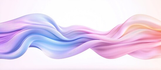 Poster - Elegant Flowing Textile Fabric in Soft Pastel Colors of Pink and Blue with Smooth Curves and Empty Space for Text on a Light Background