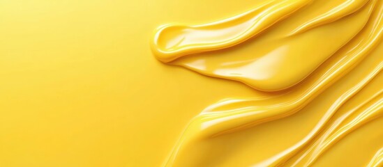 Poster - Vibrant Yellow Fluid Abstract Texture with Flowing Liquid Shapes and Ample Empty Space for Text in Bright Sunny Color Theme