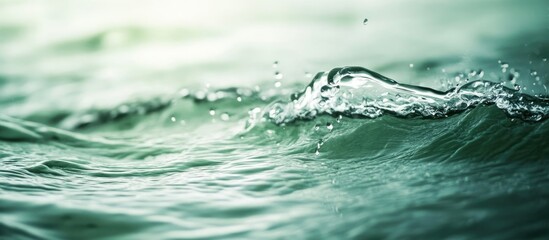 Poster - Serene Water Surface with Gentle Waves in Soft Green Tones and Ample Copy Space for Text, Ideal for Nature-Themed Designs and Backgrounds