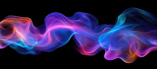 Poster - Multicolored Flowing Light Trails in Blue Purple Orange on Dark Background with Soft Gradients and Copy Space for Creative Text Usage