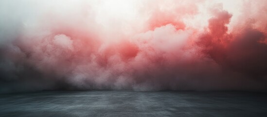 Poster - abstract flowing smoke in vibrant red and gray hues creating a dramatic atmosphere with ample copy s