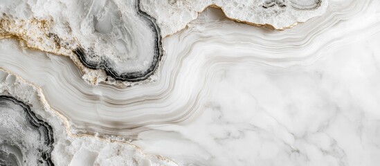 Poster - elegant flowing rock patterns on white and gray marble surface with subtle textures and empty space 