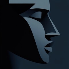 Canvas Print - Abstract, dark, stylized, face profile, geometric.