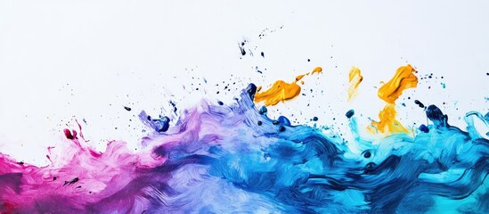 Poster - Acrylic Wave Patterns in Purple, Blue, and Orange with Blank Space for Text