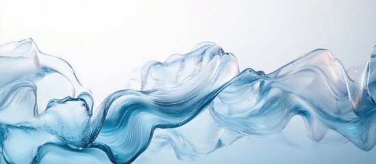 Fototapete - Fluid Blue Waveforms Abstract Wallpaper with Soft Scattering Design and Empty Light Background Space for Text or Graphics