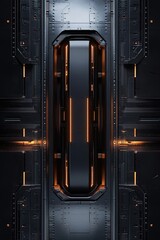 Aufkleber - The design showcases a digital vault door with soft glowing light reflections, set against a dark metallic background, perfect for finance-related themes and text overlays