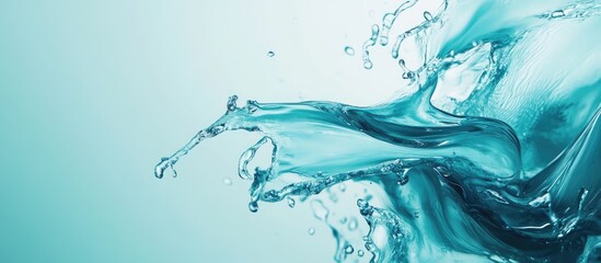 Poster - Fluid Abstract Water Shapes in Turquoise Blue with Empty Copy Space for Text in Soft Focus, Horizontal Layout, Ideal for Background Use