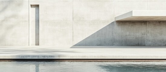 Poster - minimalist frame mockup on a white concrete wall with natural shadows and reflections in the serene 