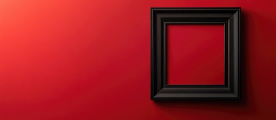 Poster - black frame against vibrant red wall background with clear copy space for text in elegant modern dec