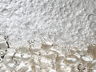 Poster - Close-Up Macro Image of Frothy Bubbles and Water Surface, Capturing the Unique Textures and Patterns of Liquid Dynamics and Foam Formation