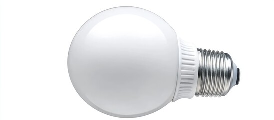 Poster - Energy Efficient White LED Light Bulb with Bright Reflective Surface and Empty Copy Space for Text on Light Gray Background