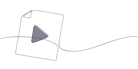 Poster - A single line drawing of a media player file. Continuous line media file icon in color. One line icon. Vector illustration.