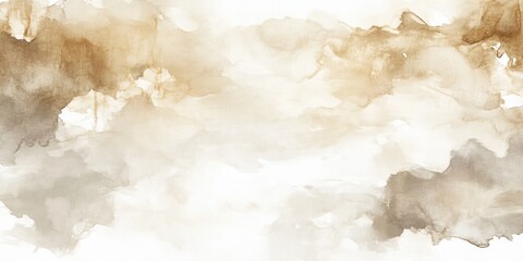 Poster - Neutral Toned Abstract Watercolor Art Background with Soft Brown and Cream Hues, Blank Space for Text, Horizontal Orientation, Ideal for Design Use