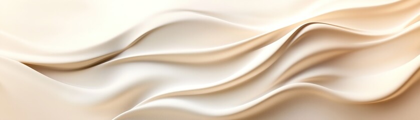 Poster - Soft organic ripple patterns flow seamlessly across a serene beige and white background, offering ample negative space suitable for design projects, presentations, or calming visuals