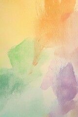 Poster - This abstract background features gentle watercolor brush strokes in pastel yellow, mint green, peach, and lavender. It provides a spacious clean area ideal for text, enhancing contemporary design