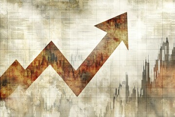 Poster - A dynamic abstract design showcases a bold upward arrow symbolizing growth and success. The textured financial chart background enhances the modern feel and allows ample space for text overlay