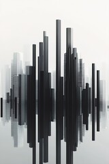 Poster - The artwork features a modern, abstract portrayal of real estate growth using 3D bar charts that resemble skyscrapers. Set against a clean neutral background, it offers ample space for text