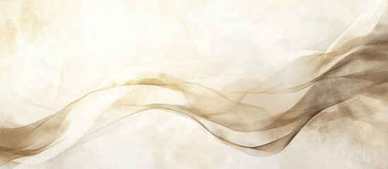 Poster - Soft beige and cream textured background with flowing abstract waves creating a warm atmosphere and ample copyspace on the right for text placement