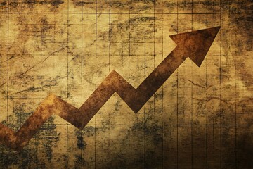 Poster - A dynamic abstract design showcases a prominent upward arrow symbolizing financial growth against a textured chart backdrop. The soft shadows create an engaging visual with space for adding content
