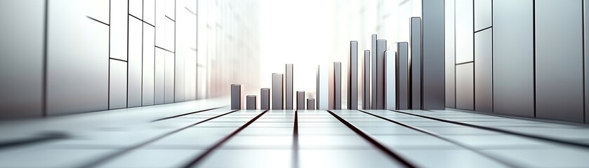 Poster - This composition highlights a 3D bar chart depicting real estate growth, designed as sleek skyscrapers against a minimalist background, perfect for financial themes
