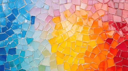 Poster - vibrant mosaic tile background featuring gradient colors from blue to orange with text space for cre