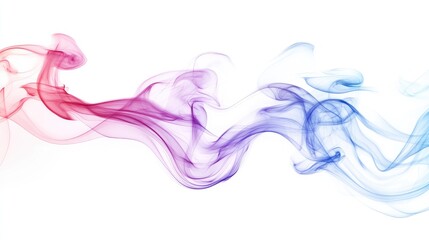 Poster - Vibrant Swirls of Red and Blue Smoke Powder Dancing on Clean White Background with Ample Copy Space for Creative Text Design