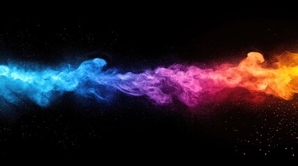 Poster - Vibrant Colorful Smoke Swirls in Shades of Blue Pink and Orange on Dark Background with Ample Space for Text Overlay