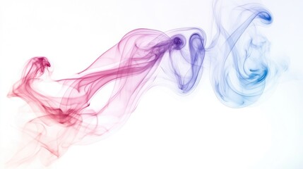 Poster - Colorful Ethereal Smoke in Shades of Pink and Purple Floating Gracefully on Bright White Background with Ample Copy Space for Creative Text