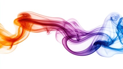Poster - colorful flowing smoke on a white background featuring vibrant red, orange, blue, and purple hues wi