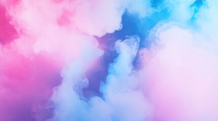 Poster - Vibrant Blue and Pink Neon Smoke Waves on Ethereal Background with Soft Hues and Expansive Copy Space for Creative Text Integration