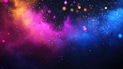Poster - vibrant colorful space background with purple pink and blue nebula effects featuring bokeh lights an
