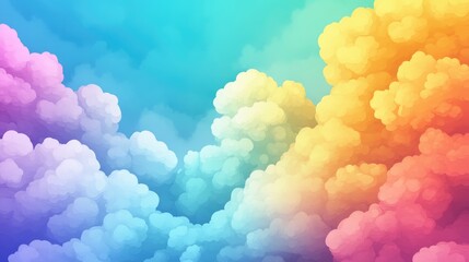 Wall Mural - Vibrant Multicolor Gradient Storm Clouds in Soft Pastel Hues with Expansive Sky Space for Text and Design Elements