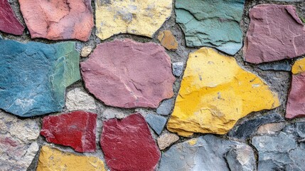 Poster - Vibrant Multi-Colored Stone Texture Wall Background with Text Space in Earthy Tones Ideal for Creative Design Projects