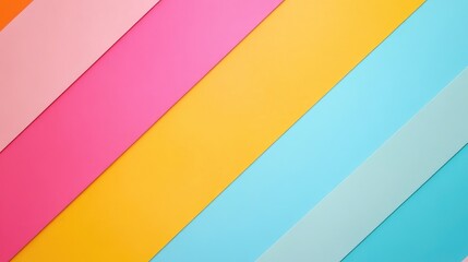 Poster - Vibrant Colorful Striped Background in Shades of Pink Yellow and Blue with Ample Copy Space for Text Placement Ideal for Creative Designs