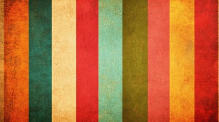 Poster - vibrant vintage striped background in rich blue, red, green, and yellow tones ideal for artistic pro