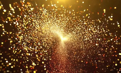 Wall Mural - 4k animation of sparkling, glittering particles with golden vibrant colors, perfect for festive, hol
