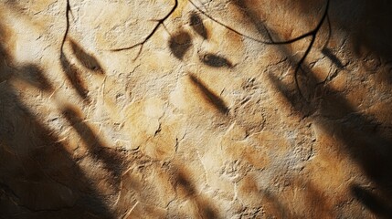 Leinwandbilder - Shadowy leaf patterns on textured beige wall