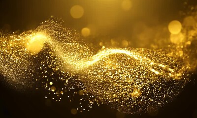 Wall Mural - 4k animation of sparkling, glittering particles with golden vibrant colors, perfect for festive, hol