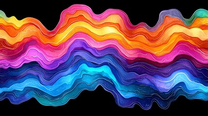 Abstract colorful wavy lines pattern background.